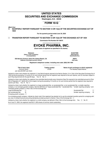 Thumbnail Evoke Pharma
 10-Q Quarterly Report FY2020 
