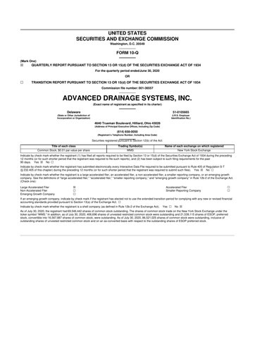 Thumbnail Advanced Drainage Systems
 10-Q Quarterly Report FY2021 