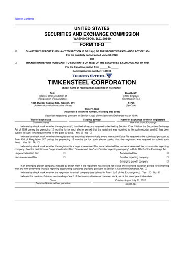 Thumbnail Metallus 10-Q Quarterly Report FY2020 