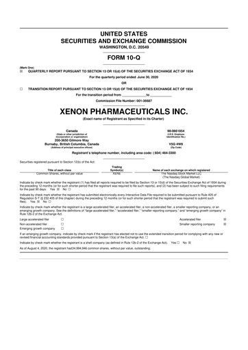 Thumbnail Xenon Pharmaceuticals 10-Q Quarterly Report FY2020 