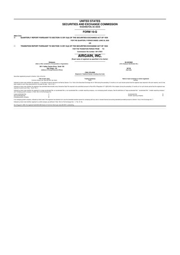 Miniature Airgain 10-Q Rapport trimestriel  