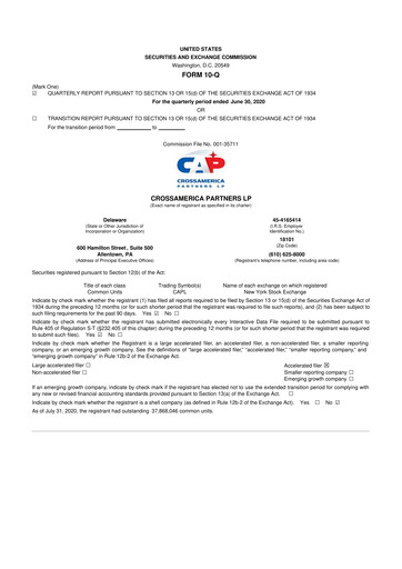 Thumbnail CrossAmerica Partners 10-Q Quarterly Report FY2020 