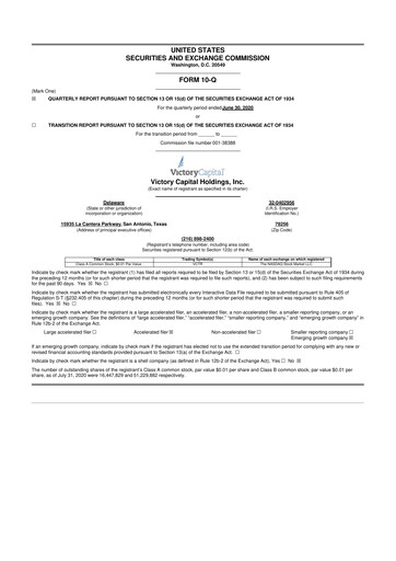 Vorschaubild Victory Capital 10-Q Quartalsbericht 2020 