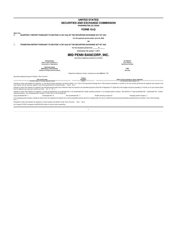 Thumbnail Mid Penn Bancorp 10-Q Quarterly Report FY2020 