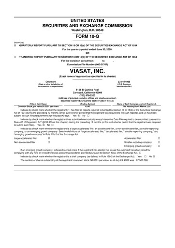 Miniature ViaSat 10-Q Rapport trimestriel  