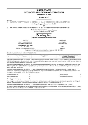 Miniature Datadog 10-Q Rapport trimestriel 2020 