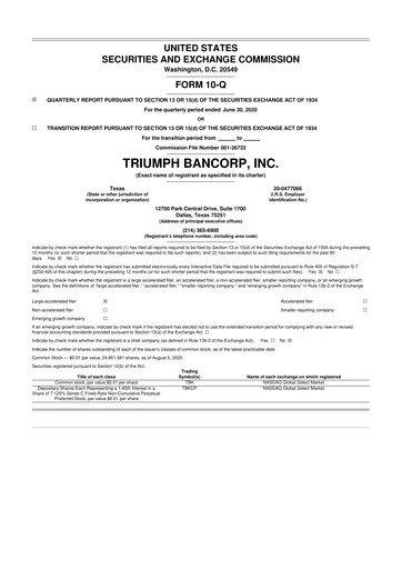 Vorschaubild Triumph Financial 10-Q Quartalsbericht 2020 