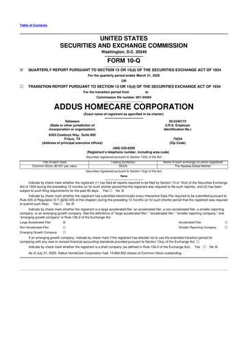 Vorschaubild 
Addus HomeCare 10-Q Quartalsbericht 2020 