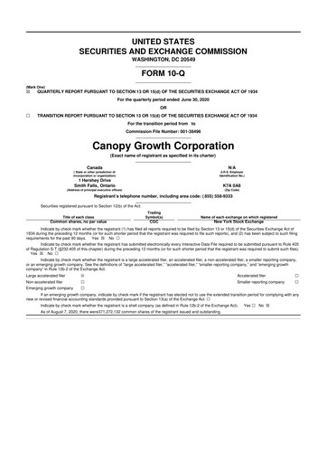 Thumbnail Canopy Growth 10-Q Quarterly Report FY2021 