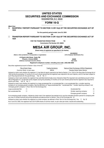 Thumbnail Republic Airways 10-Q Quarterly Report FY2020 