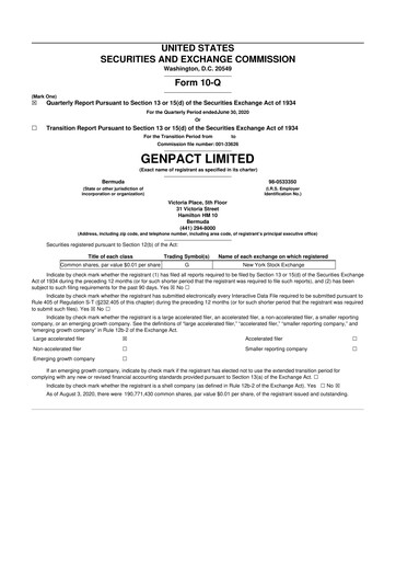 Vorschaubild Genpact 10-Q Quartalsbericht 2020 