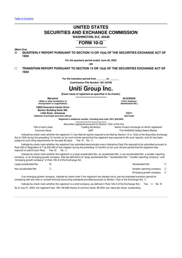 Thumbnail Uniti 10-Q Quarterly Report FY2020 