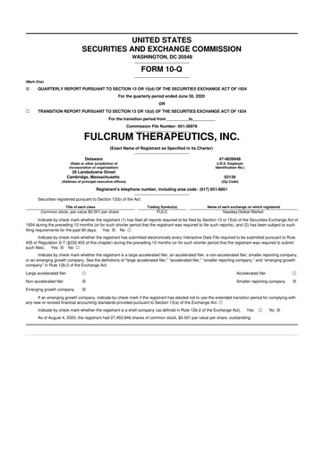 Thumbnail Fulcrum Therapeutics 10-Q Quarterly Report FY2020 