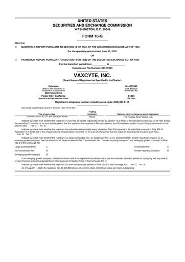 Thumbnail Vaxcyte
 10-Q Quarterly Report FY2020 