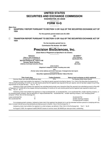 Thumbnail Precision BioSciences
 10-Q Quarterly Report FY2020 