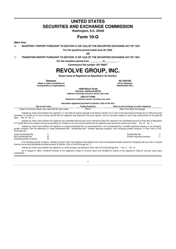 Thumbnail Revolve Group 10-Q Quarterly Report FY2020 