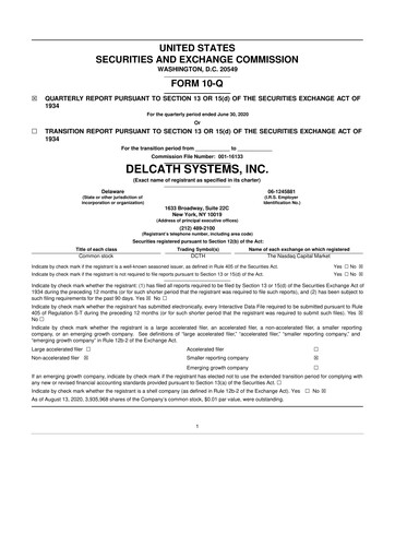 Vorschaubild Delcath Systems 10-Q Quartalsbericht 2020 
