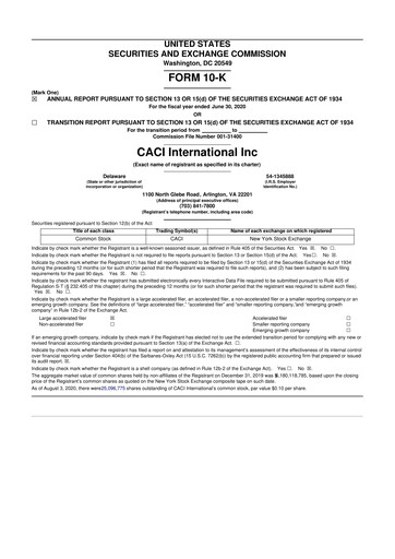 Miniature CACI International Inc 10-K Rapport annuel 2020
