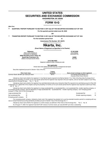 Miniature Nkarta 10-Q Rapport trimestriel 2020 