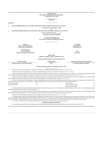 Thumbnail Synaptics 10-K Annual Report 2020