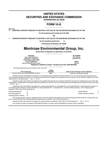 Miniature Montrose Environmental 10-Q Rapport trimestriel 2020 