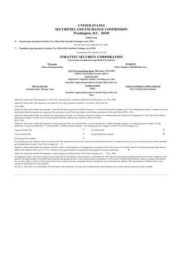 Thumbnail Strattec Security 10-K Annual Report 2020