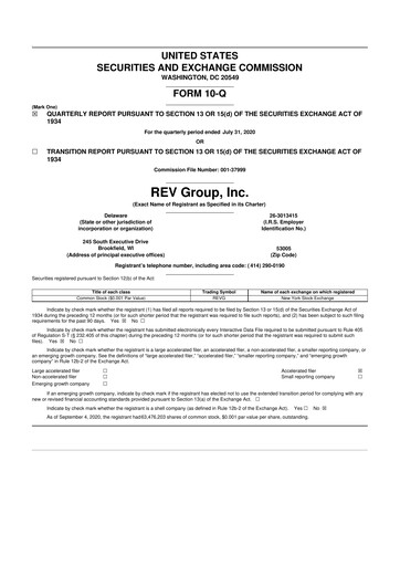 Thumbnail REV Group 10-Q Quarterly Report FY2020 