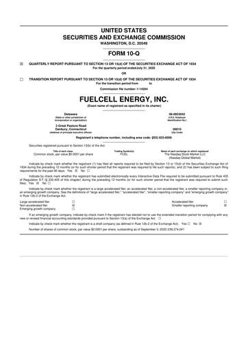 Vorschaubild FuelCell Energy
 10-Q Quartalsbericht 2020 