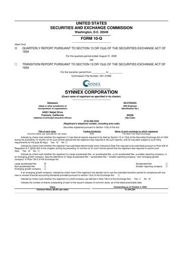 Vorschaubild TD Synnex 10-Q Quartalsbericht 2020 