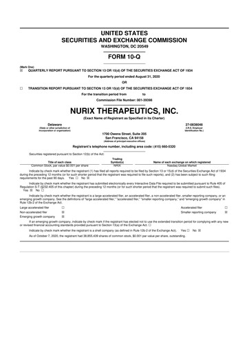 Thumbnail Nurix Therapeutics 10-Q Quarterly Report FY2020 