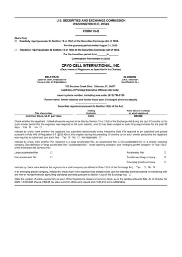 Thumbnail Cryo-Cell International 10-Q Quarterly Report FY2020 