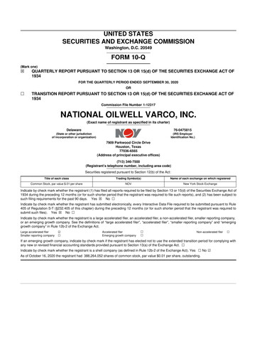 Thumbnail NOV 10-Q Quarterly Report FY2020 