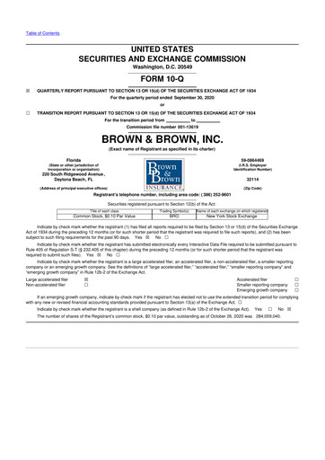 Thumbnail Brown & Brown
 10-Q Quarterly Report FY2020 