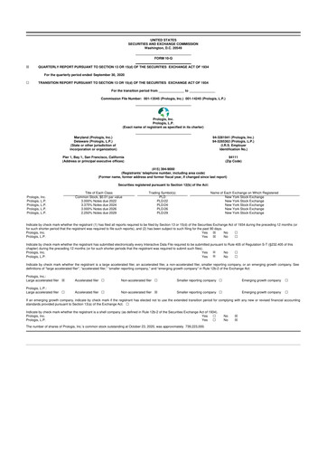 Thumbnail Prologis 10-Q Quarterly Report FY 