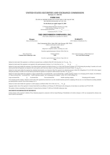 Thumbnail The Greenbrier Companies
 10-K Annual Report 2020