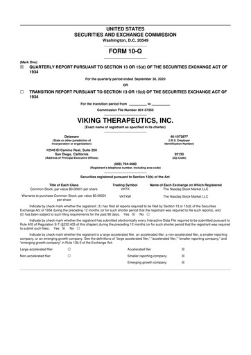 Thumbnail Viking Therapeutics
 10-Q Quarterly Report FY2020 
