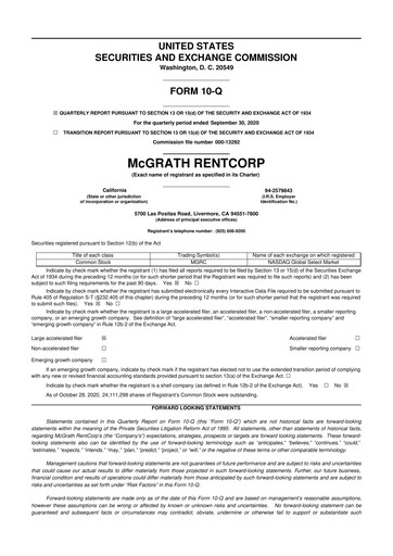 Thumbnail McGrath RentCorp
 10-Q Quarterly Report FY2020 