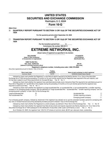 Thumbnail Extreme Networks
 10-Q Quarterly Report FY2021 