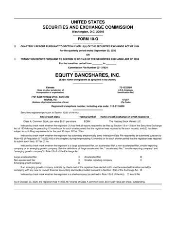 Vorschaubild Equity Bancshares 10-Q Quartalsbericht 2020 