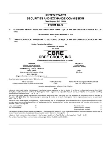 Miniature CBRE Group
 10-Q Rapport trimestriel 2020 