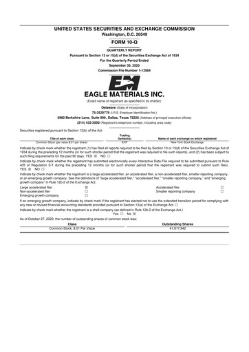 Thumbnail Eagle Materials
 10-Q Quarterly Report FY2021 