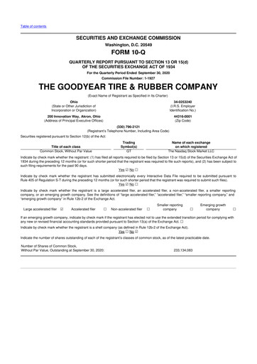 Thumbnail Goodyear 10-Q Quarterly Report FY2020 