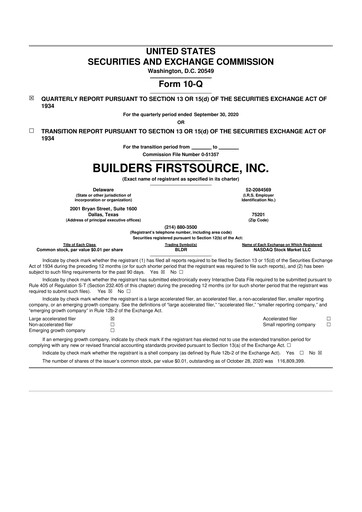 Miniature Builders FirstSource
 10-Q Rapport trimestriel 2020 