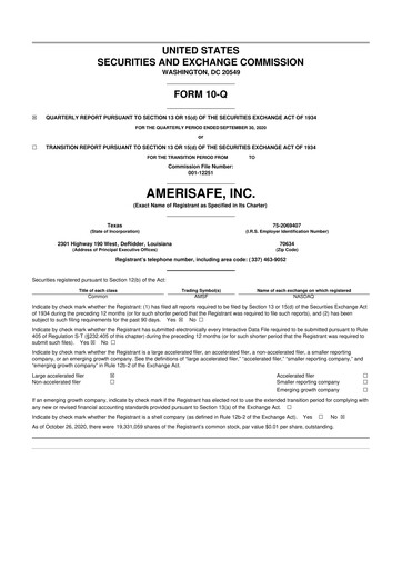 Thumbnail AMERISAFE 10-Q Quarterly Report FY2020 