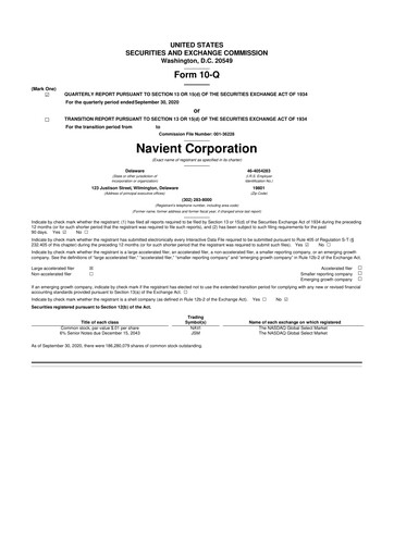 Vorschaubild Navient 10-Q Quartalsbericht 2020 