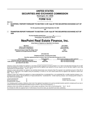 Vorschaubild NexPoint Real Estate Finance 10-Q Quartalsbericht 2020 