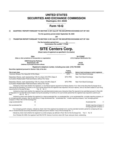 Thumbnail SITE Centers
 10-Q Quarterly Report FY2020 