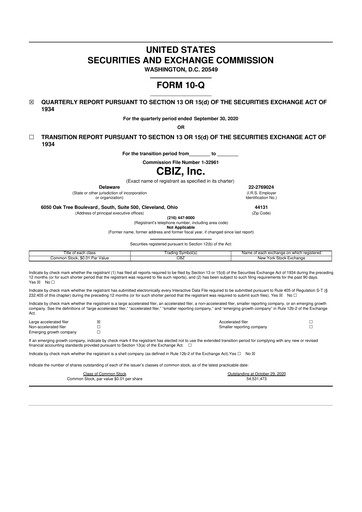 Thumbnail CBIZ 10-Q Quarterly Report FY2020 