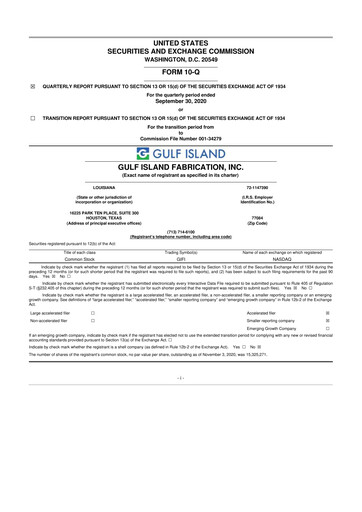 Thumbnail Gulf Island Fabrication
 10-Q Quarterly Report FY 