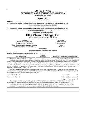 Vorschaubild UCT (Ultra Clean Holdings) 10-Q Quartalsbericht 2020 